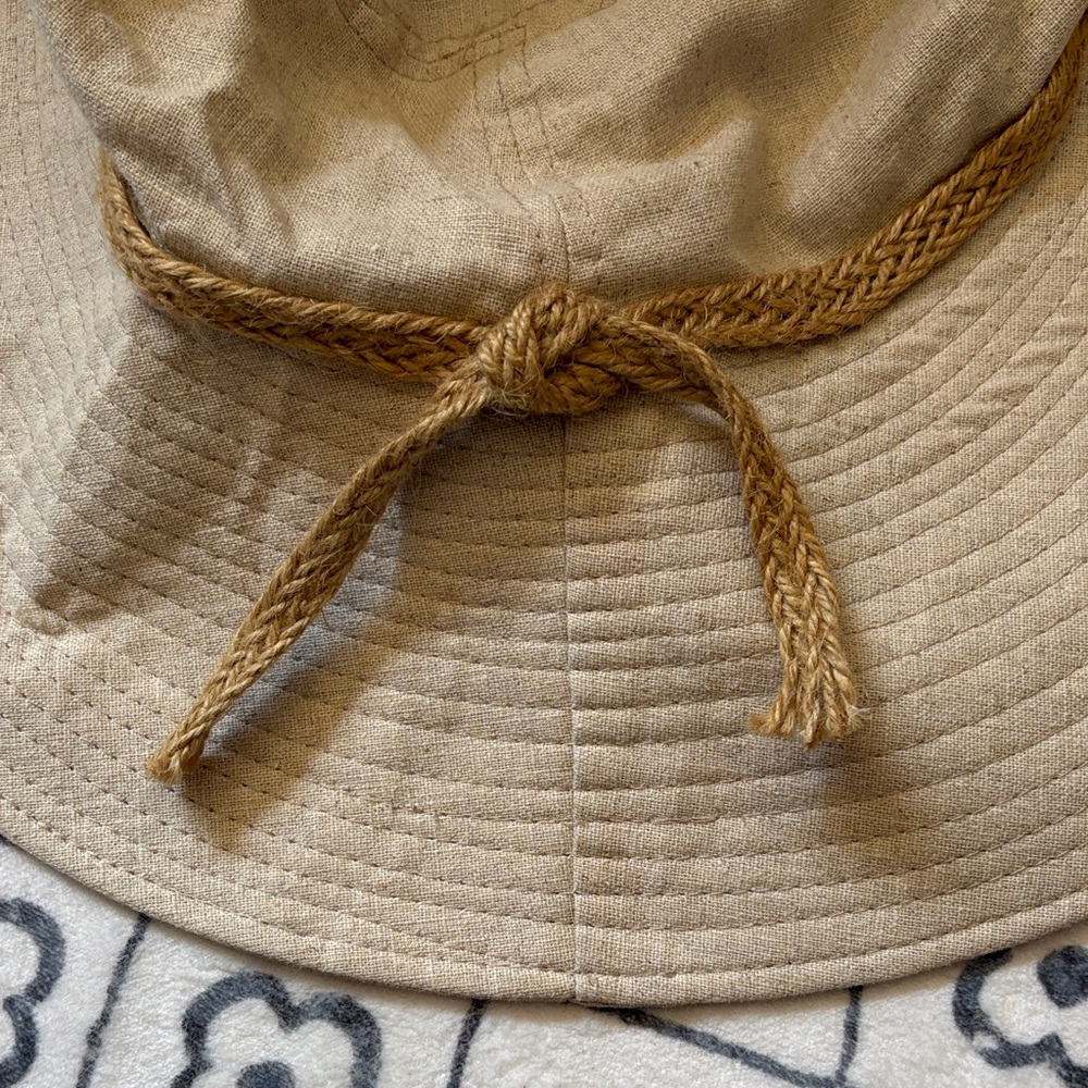 Wide Brim cotton/linen Sun Hat - Natural Beige NWOT - Picture 4 of 6